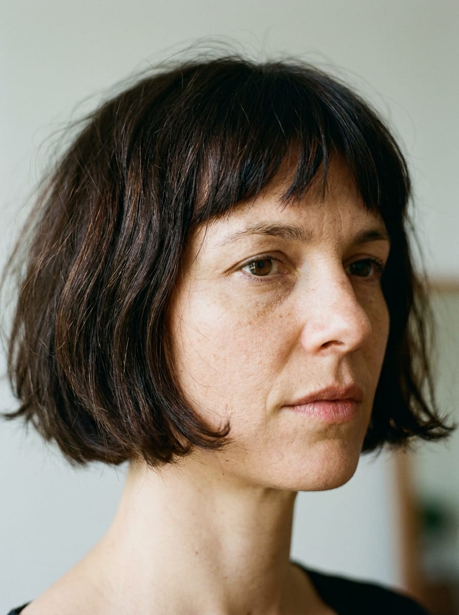 Dunkelbrauner French Bob - Kurze braune Bob Frisuren